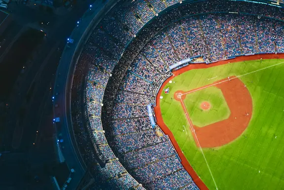 Stadium crowd under the lights